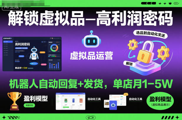 解锁虚拟品高利润密码：机器人自动回复+发货，单店月1-5W【揭秘】-时光云网创