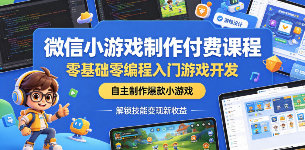 微信小游戏制作付费课程,零基础零编程入门游戏开发,自主制作爆款小游戏,解锁技能变现新收益-时光云网创