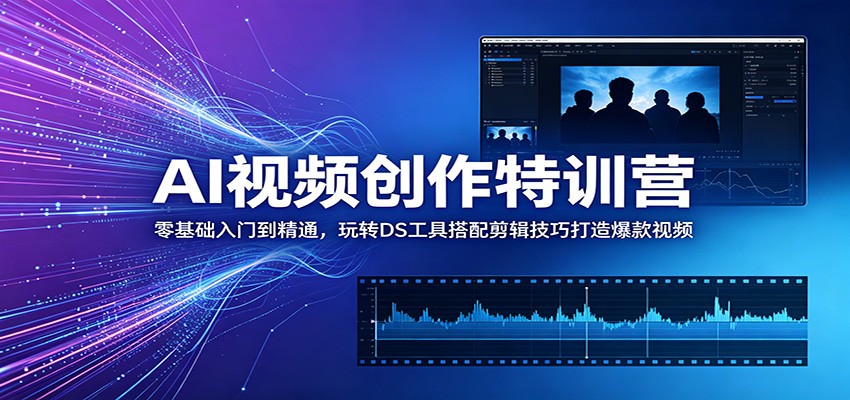 AI视频创作特训营：零基础入门到精通，玩转DS工具搭配剪辑技巧打造爆款视频-时光云网创