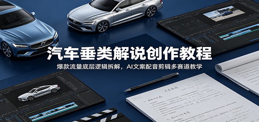 汽车垂类解说创作教程：爆款流量底层逻辑拆解，AI文案配音剪辑多赛道教学-时光云网创