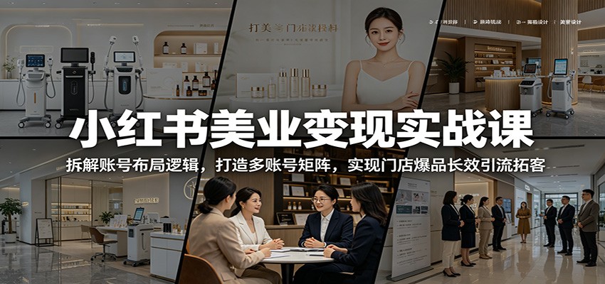 小红书美业变现实战课：拆解账号布局逻辑，打造多账号矩阵，实现门店爆品长效引流拓客-时光云网创