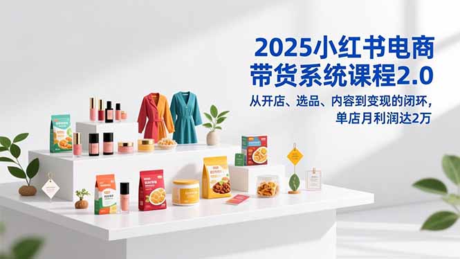 2025小红书电商带货系统课程2.0，从开店、选品、内容到变现的闭环，单店月利润达2万-时光云网创