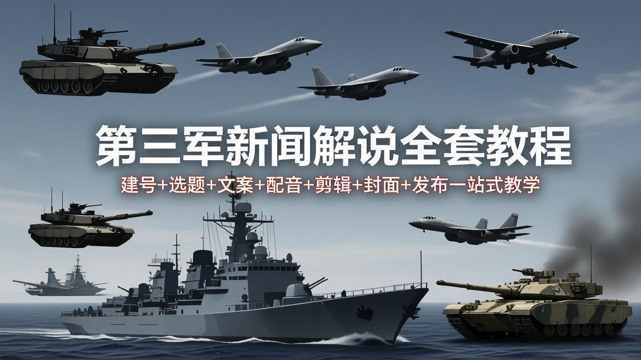 第三军迷新闻解说全套教程：建号+选题+文案+配音+剪辑+封面+发布一站式教学-时光云网创