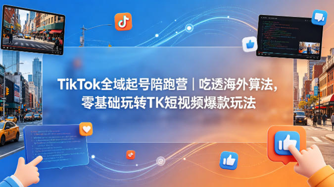 TikTok全域起号陪跑营｜吃透海外算法，零基础玩转TK短视频爆款玩法-时光云网创