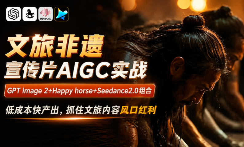 文旅非遗宣传片AIGC实战,GPT image 2+Happy horse+Seedance2.0组合,低成本快产出,抓住文旅内容风口红利-时光云网创