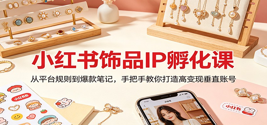 小红书饰品IP孵化课：从平台规则到爆款笔记，手把手教你打造高变现垂直账号-时光云网创