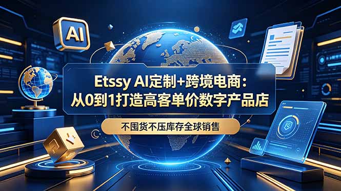 Etsy AI定制+跨境电商：从0到1打造高客单价数字产品店，不囤货不压库存全球销售-时光云网创