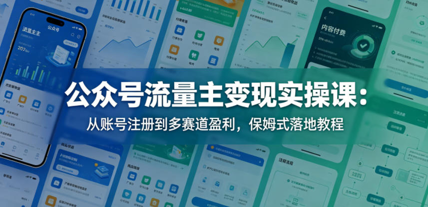 公众号流量主变现实操课:从账号注册到多赛道盈利,保姆式落地教程-时光云网创