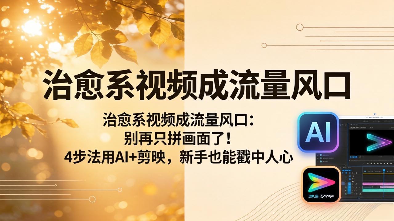 治愈系视频成流量风口：别再只拼画面了！4步法用AI+剪映，新手也能戳中人心-时光云网创