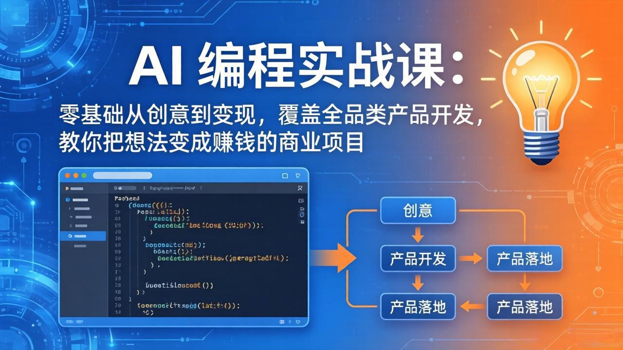 AI编程实战课-第三期-5月3更新：零基础从创意到变现，覆盖全品类产品开发，把想法变成赚钱项目-时光云网创