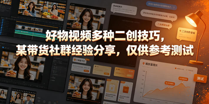好物视频多种二创技巧，某带货社群经验分享，仅供参考测试-时光云网创