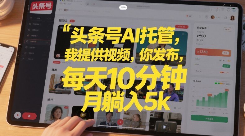 头条号AI托管，我提供视频，你发布，每天10分钟，月躺入5k+【揭秘】-时光云网创