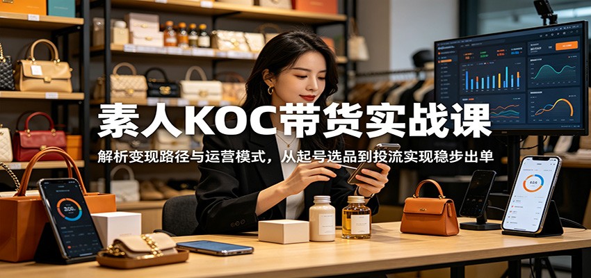 素人KOC带货实战课：解析变现路径与运营模式，从起号选品到投流实现稳步出单-时光云网创