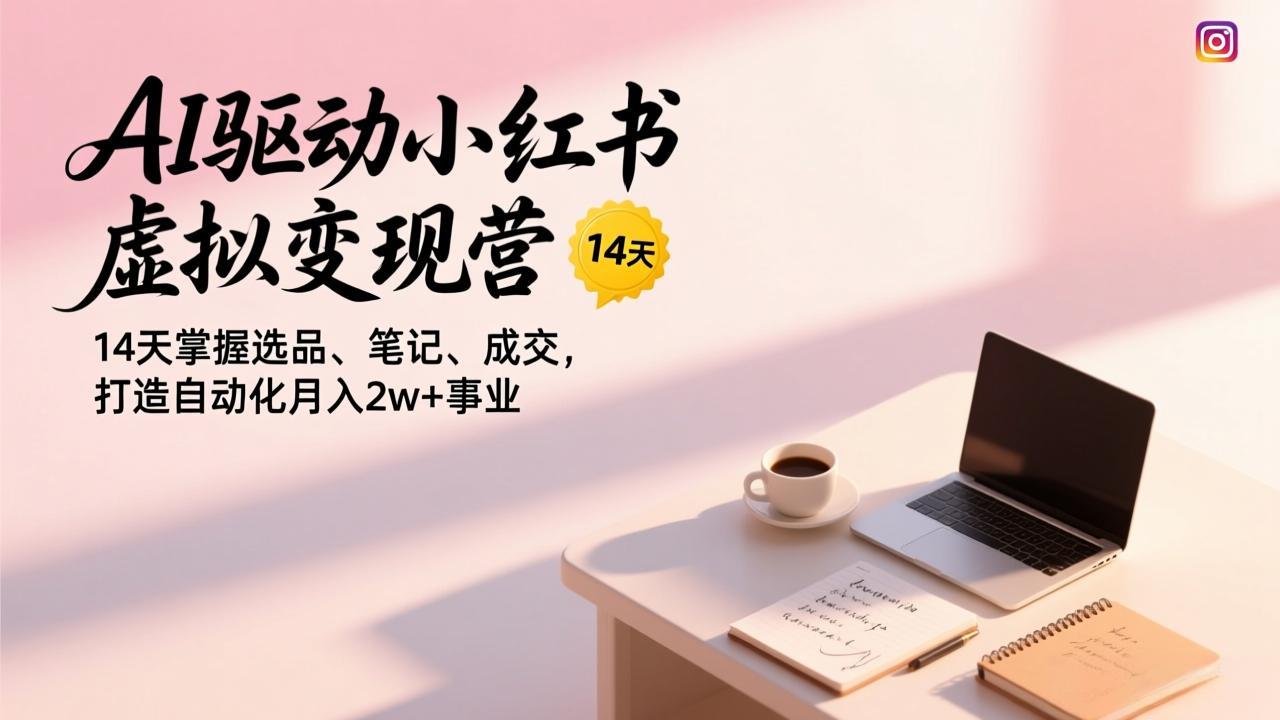 AI驱动小红书虚拟变现营，14天掌握选品、笔记、成交，打造自动化月入2w+事业-时光云网创