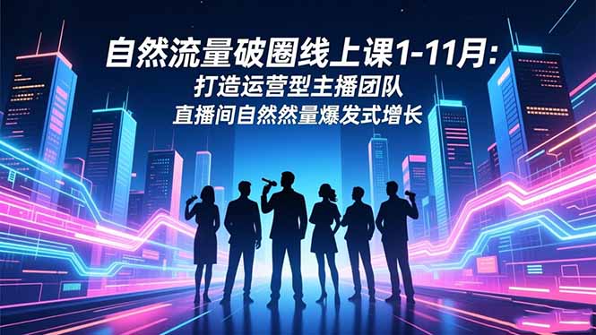 自然流量破圈线上课1-11月：打造运营型主播团队 直播间自然流量爆发式增长-时光云网创