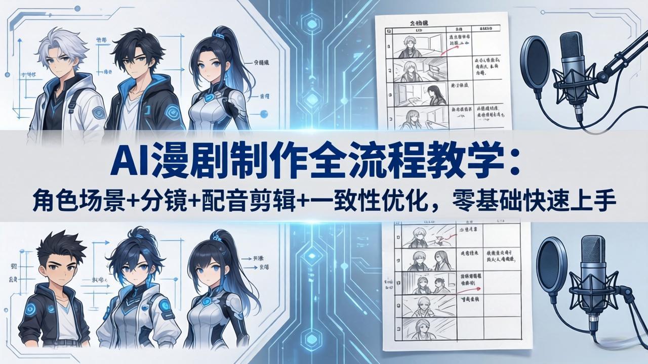 AI漫剧制作全流程教学：角色场景+分镜+配音剪辑+一致性优化，零基础快速上手-时光云网创
