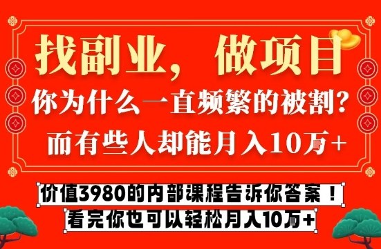 价值3980的网创内部课程，告诉你互联网创业月入10个W的秘密【揭秘】-时光云网创