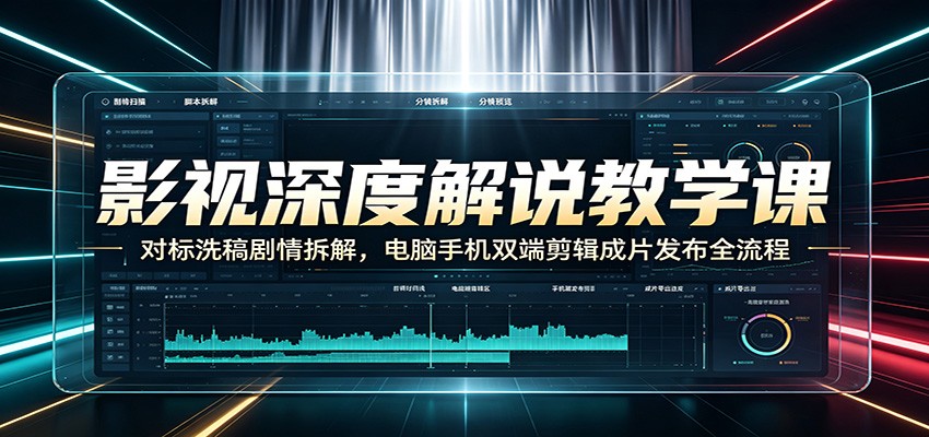影视深度解说教学课：对标洗稿剧情拆解，电脑手机双端剪辑成片发布全流程-时光云网创