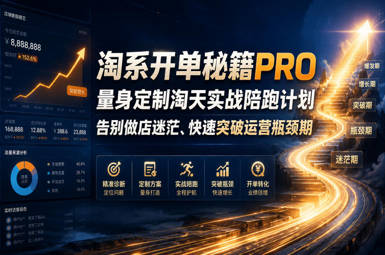 淘系开单秘籍PRO，量身定制淘天实战陪跑计划，告别做店迷茫、快速突破运营瓶颈期(20260709)-时光云网创