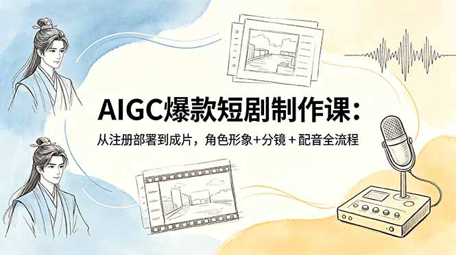 AIGC爆款短剧制作课：从注册部署到成片，角色形象+分镜+配音全流程-时光云网创