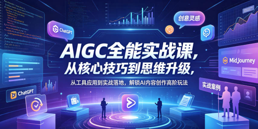 AIGC全能实战课，从核心技巧到思维升级，从工具应用到实战落地，解锁AI内容创作高阶玩法-时光云网创