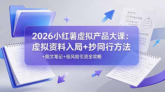 2026小红薯虚拟产品大课：虚拟资料入局+抄同行方法+图文笔记+低风险引流全攻略-时光云网创