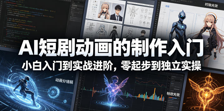 AI短剧动画的制作入门，小白入门到实战进阶，零起步到独立实操-时光云网创