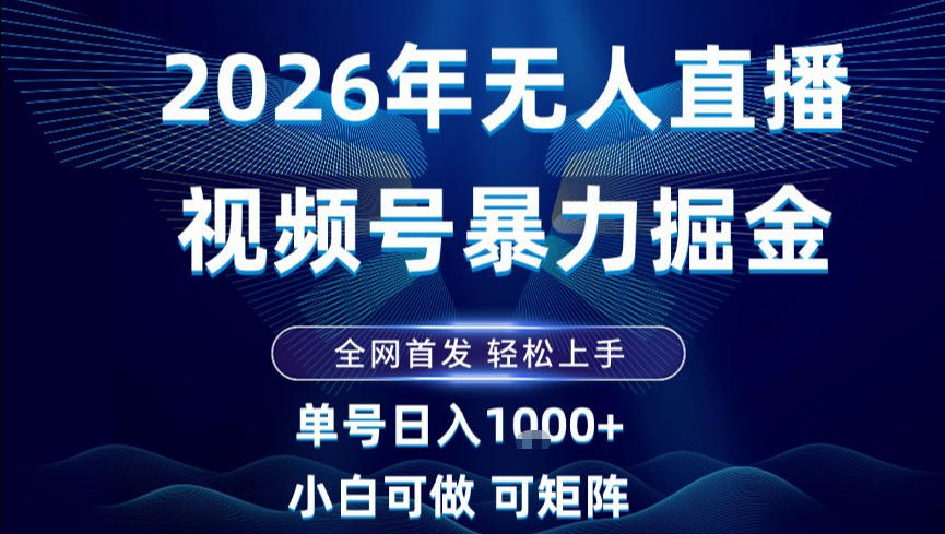 2026最新视频号无人直播掘金，全网首发，小白可以玩，长期稳定日入1k+【揭秘】-时光云网创