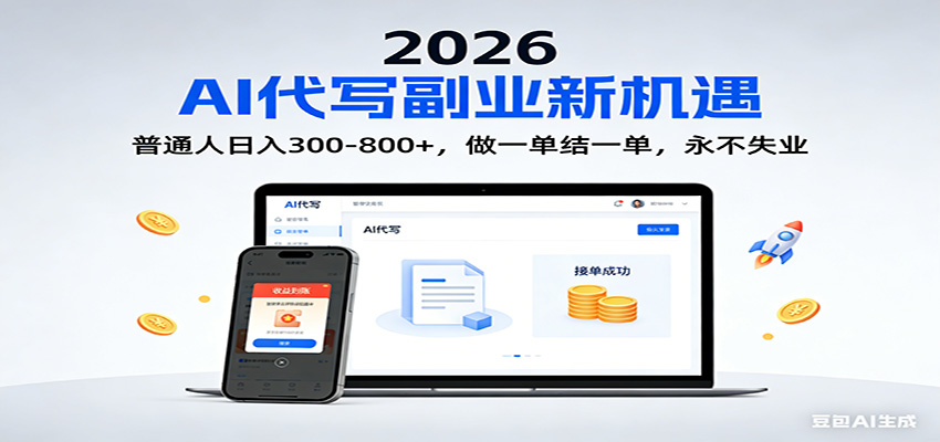 2026 副业首选！AI 代写日入 300-800，普通人0门槛，做一单结一单！-时光云网创