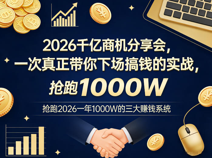 2026千亿商机分享会，一次真正带你下场搞钱的实战，抢跑2026一年1000W的三大賺钱系统-时光云网创