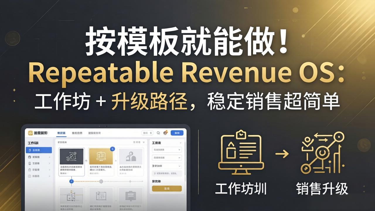 按模板就能做！Repeatable Revenue OS：工作坊 + 升级路径，稳定销售超简单-时光云网创
