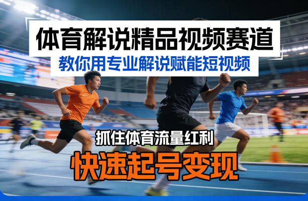 体育解说精品视频赛道，教你用专业解说赋能短视频，抓住体育流量红利，快速起号变现-时光云网创