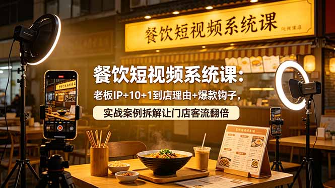 餐饮短视频系统课：老板IP+10+1到店理由+爆款钩子，实战案例拆解让门店客流翻倍-时光云网创