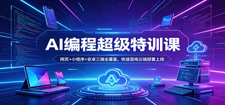 AI编程超级特训课：网页+小程序+安卓三端全覆盖，快速落地云端部署上线-时光云网创