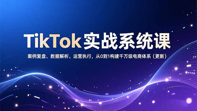 TikTok实战系统课，案例复盘、数据解析、运营执行，从0到1构建千万级电商体系(更新-时光云网创
