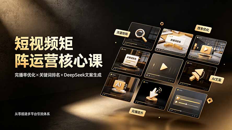 短视频矩阵运营核心课：完播率优化×关键词排名×DeepSeek文案生成，从零搭建多平台引流体系-时光云网创