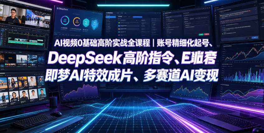 AI视频0基础高阶实战全课程｜账号精细化起号、DeepSeek高阶指令、即梦AI特效成片、多赛道AI短视频量产变现-时光云网创