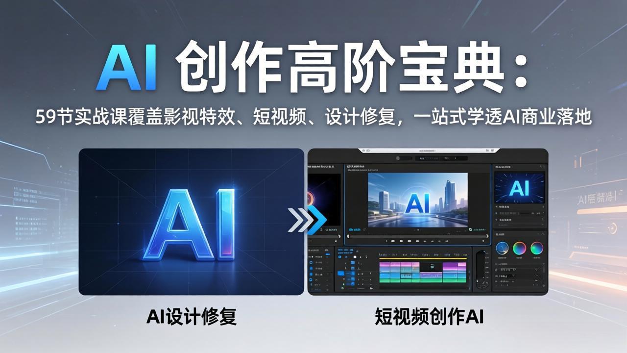 AI 创作高阶宝典：59节实战课覆盖影视特效、短视频、设计修复，一站式学透AI商业落地-时光云网创