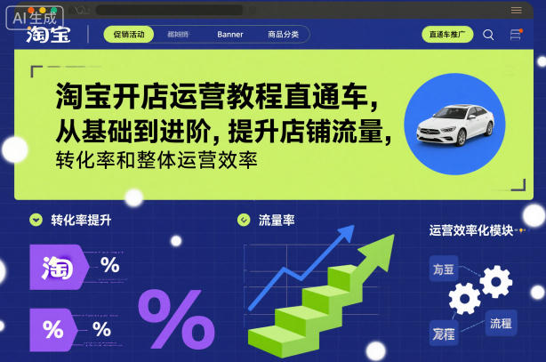 淘宝开店运营教程直通车，从基础到进阶，提升店铺流量，转化率和整体运营效率(更新26年4月20日)-时光云网创