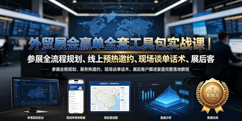 外贸展会赢单全套工具包实战课｜参展全流程规划、线上预热邀约、现场谈单话术、展后客户跟进复盘完整落地教程-时光云网创