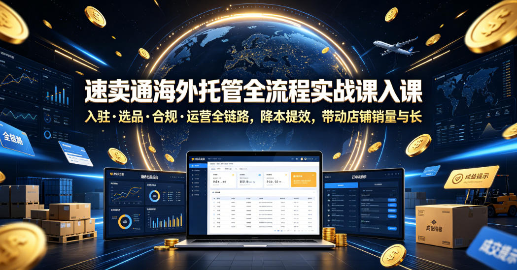 速卖通海外托管全流程实战课入驻・选品・合规・运营全链路，降本提效，带动店铺销量与收益增长-时光云网创