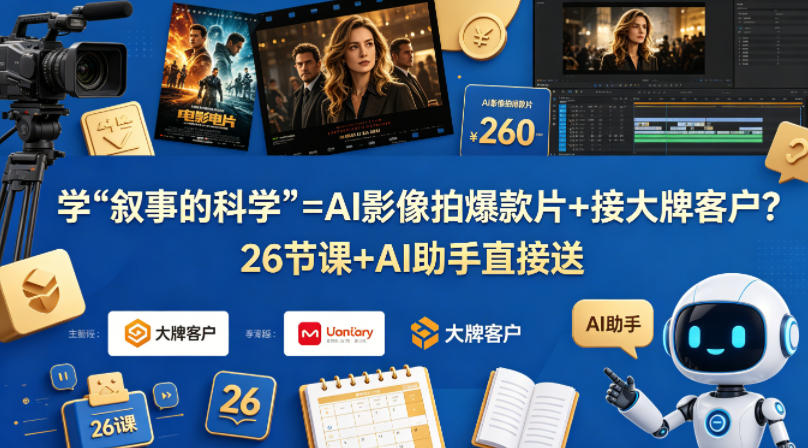 学《叙事的科学》=AI影像拍爆款片+接大牌客户？26节课+AI助手直接送【原创双语字幕】-时光云网创