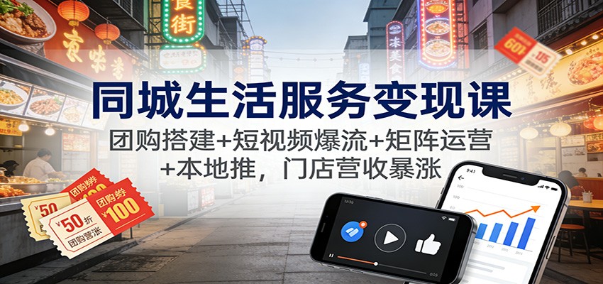 同城生活服务变现课:团购搭建+短视频爆流+矩阵运营+本地推,门店营收暴涨-时光云网创