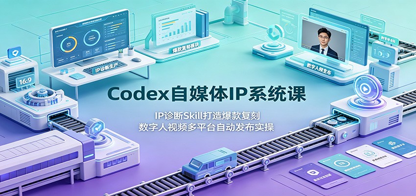 Codex自媒体IP系统课：IP诊断Skill打造爆款复刻，数字人视频多平台自动发布实操-时光云网创