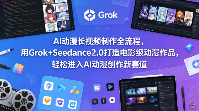 AI动漫长视频制作全流程，用Grok+Seedance2.0打造电影级动漫作品，轻松进入AI动漫创作新赛道-时光云网创