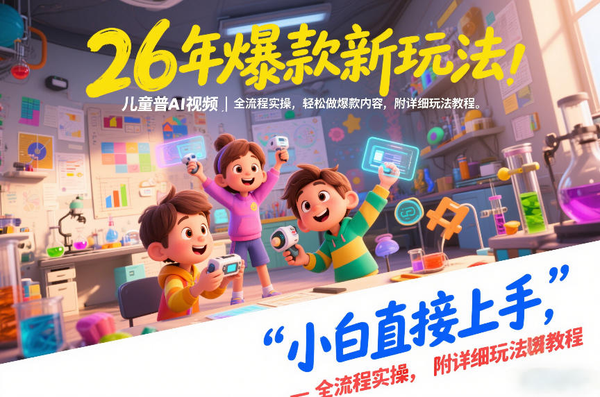26年爆款新玩法，儿童科普AI视频，全流程实操，轻松做爆款内容，小白直接上手，附详细玩法教程-时光云网创