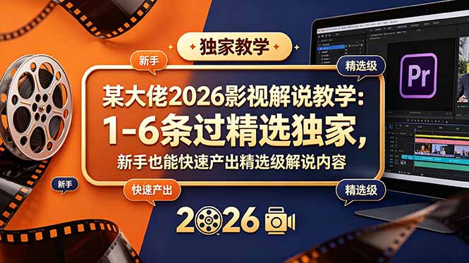 某大佬2026影视解说教学：1-6条过精选独家，新手也能快速产出精选级解说内容-时光云网创