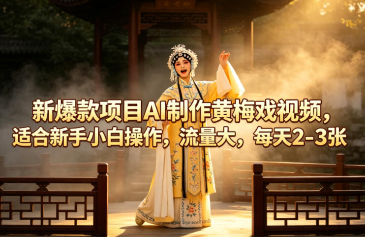 新爆款项目AI制作黄梅戏视频，适合新手小白操作，流量大，每天2-3张-时光云网创