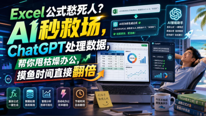 Excel公式愁死人？AI秒救场，ChatGPT处理数据，帮你甩枯燥办公，摸鱼时间直接翻倍【原创双语字幕】-时光云网创