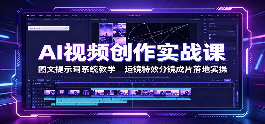 AI视频创作实战课：图文提示词系统教学，运镜特效分镜成片落地实操-时光云网创